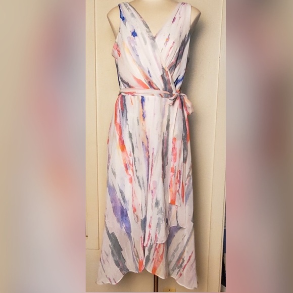 DKNY Chiffon Watercolor Dress Size 10 - Picture 1 of 6